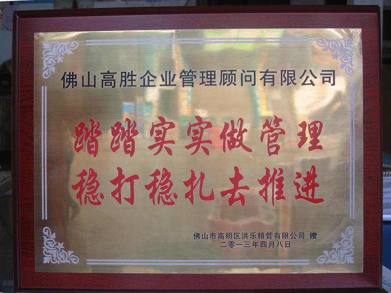 項目推進(jìn)效果顯著 洪樂老總贈匾留念