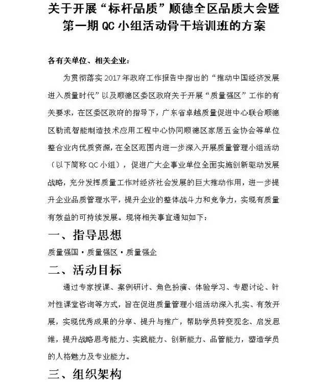 第一期QC小組活動(dòng)骨干培訓(xùn)班邀請(qǐng)函